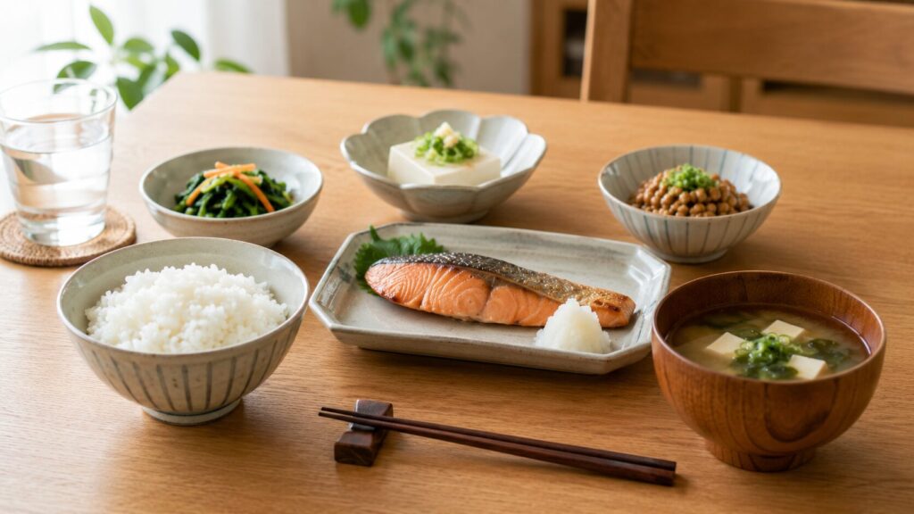 50代男性の食事改善で基本となる和食バランスのイメージ