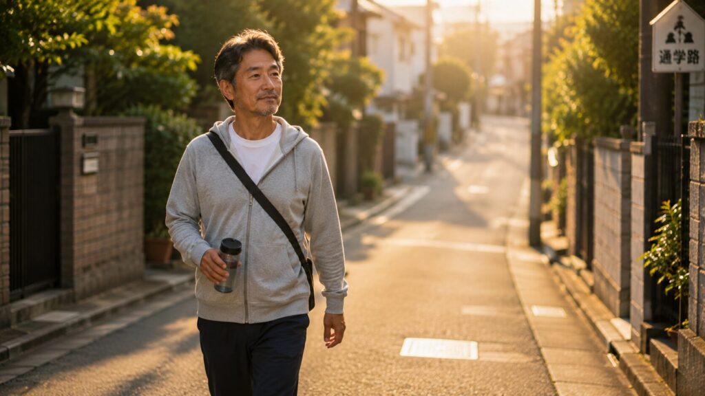 50代男性が無理なく生活改善を続けているイメージ