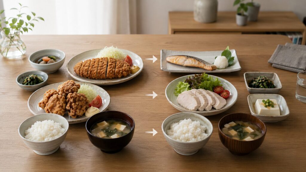 50代男性向けの脂質を抑えた食事改善イメージ