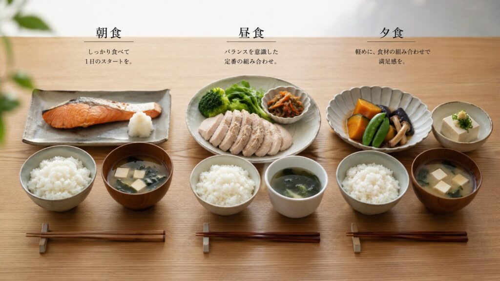 50代男性向けの朝昼夜の食事パターン例
