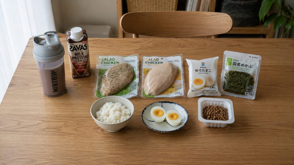 50代男性の加工たんぱく食品が中心になった食事管理イメージ