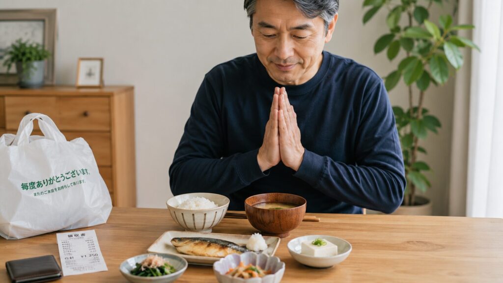50代男性が無理なく食事管理へ戻しているイメージ
