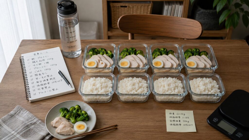 50代男性の厳密な食事ルールによる疲労感をイメージした写真
