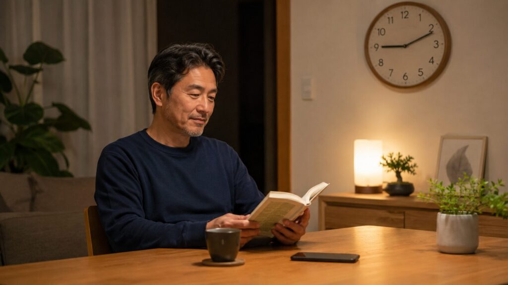 50代男性が生活リズムを整えているイメージ