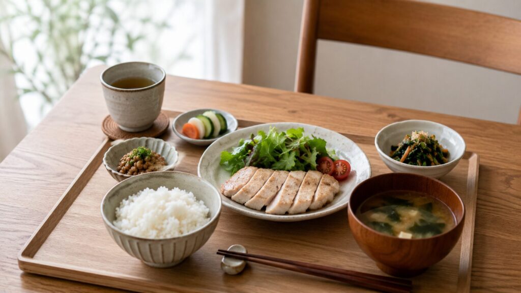 50代男性向けの満足感と継続性を意識したバランス食イメージ