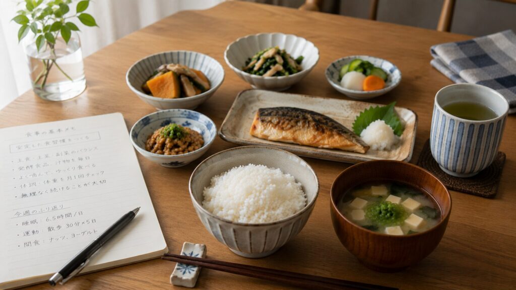 50代男性の安定した体重管理を意識した食事イメージ