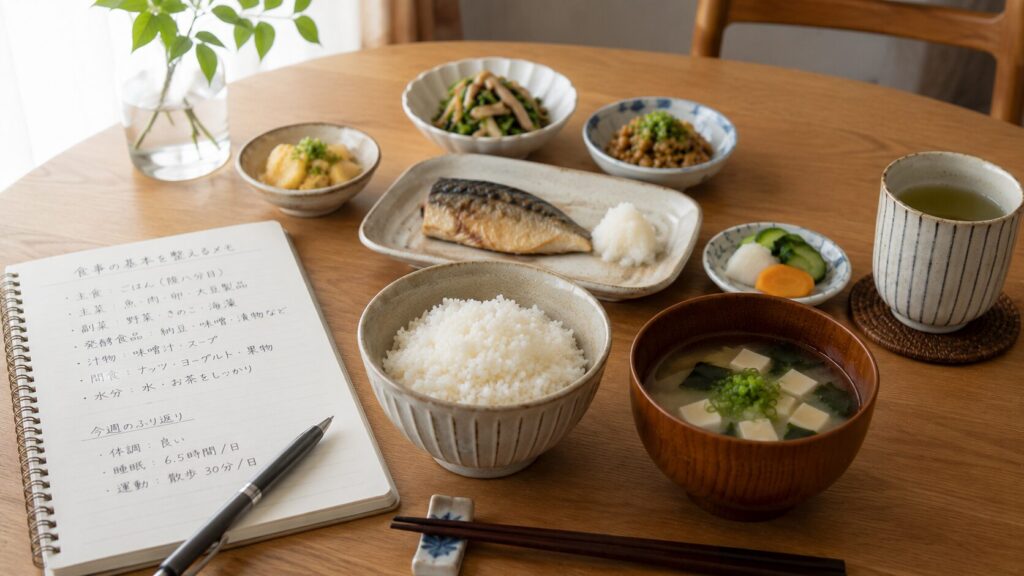 50代男性の長期的に安定しやすい食事管理イメージ