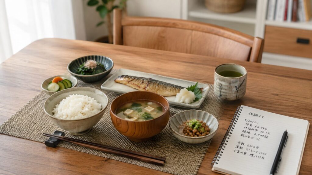 50代男性の長期的に安定しやすい食事管理イメージ