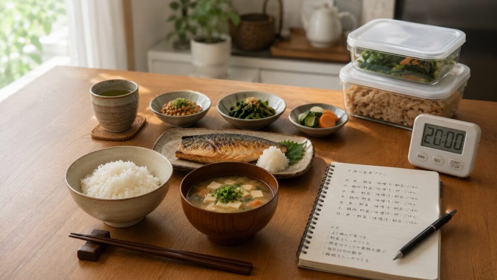 50代男性の安定した食事設計とエネルギーバランスをイメージした写真