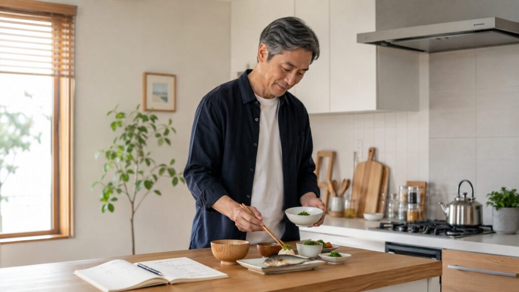 50代男性が無理なく生活改善を続けているイメージ