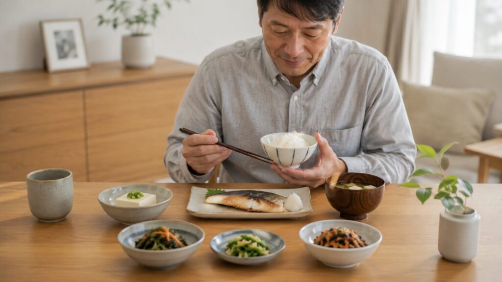 50代男性向けのシンプルで続けやすい食事イメージ