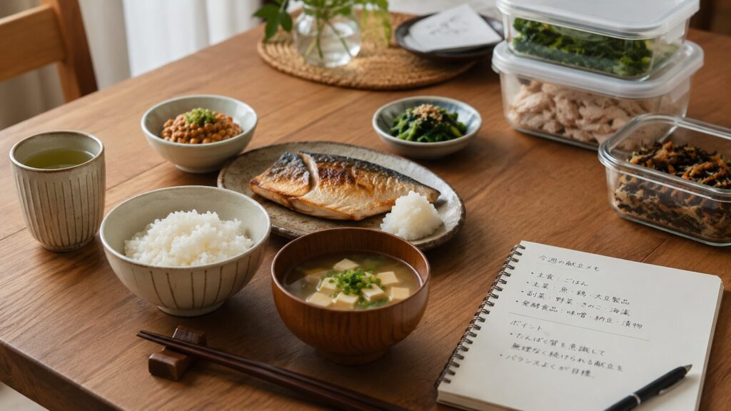 50代男性向けの崩れにくいたんぱく質中心の食事イメージ