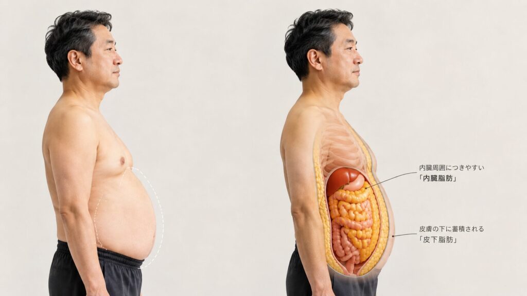 50代男性の中性脂肪と内臓脂肪・皮下脂肪のイメージ