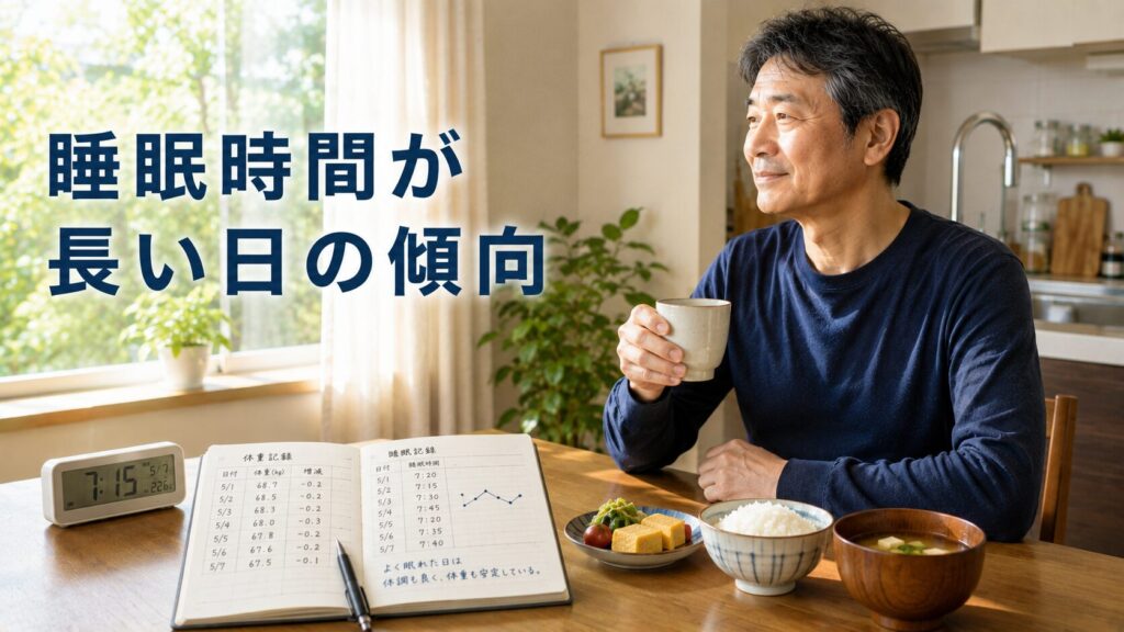 十分な睡眠を取った朝を過ごす50代男性
