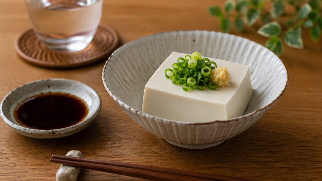 豆腐を使った低脂質でシンプルな食事のイメージ