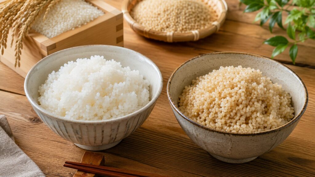 白米と分づき米をイメージしたご飯の写真