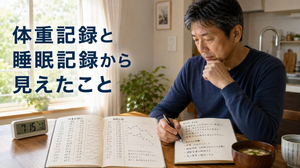 体重記録と睡眠記録を振り返る50代男性