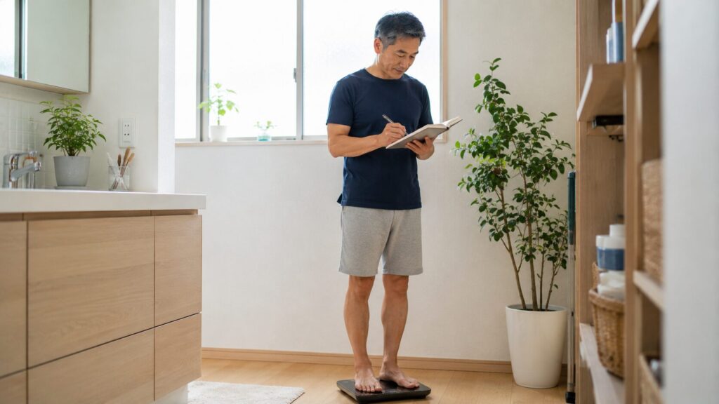 体重を記録する50代男性のイメージ