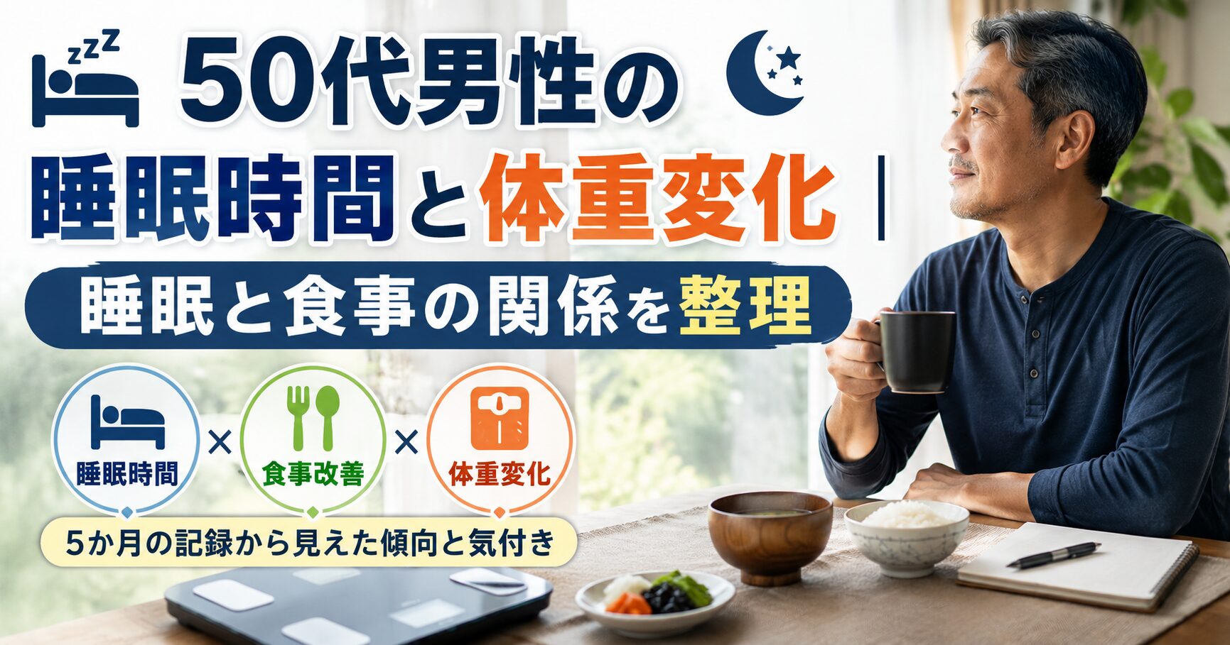50代男性の睡眠時間と体重変化｜睡眠と食事の関係を整理