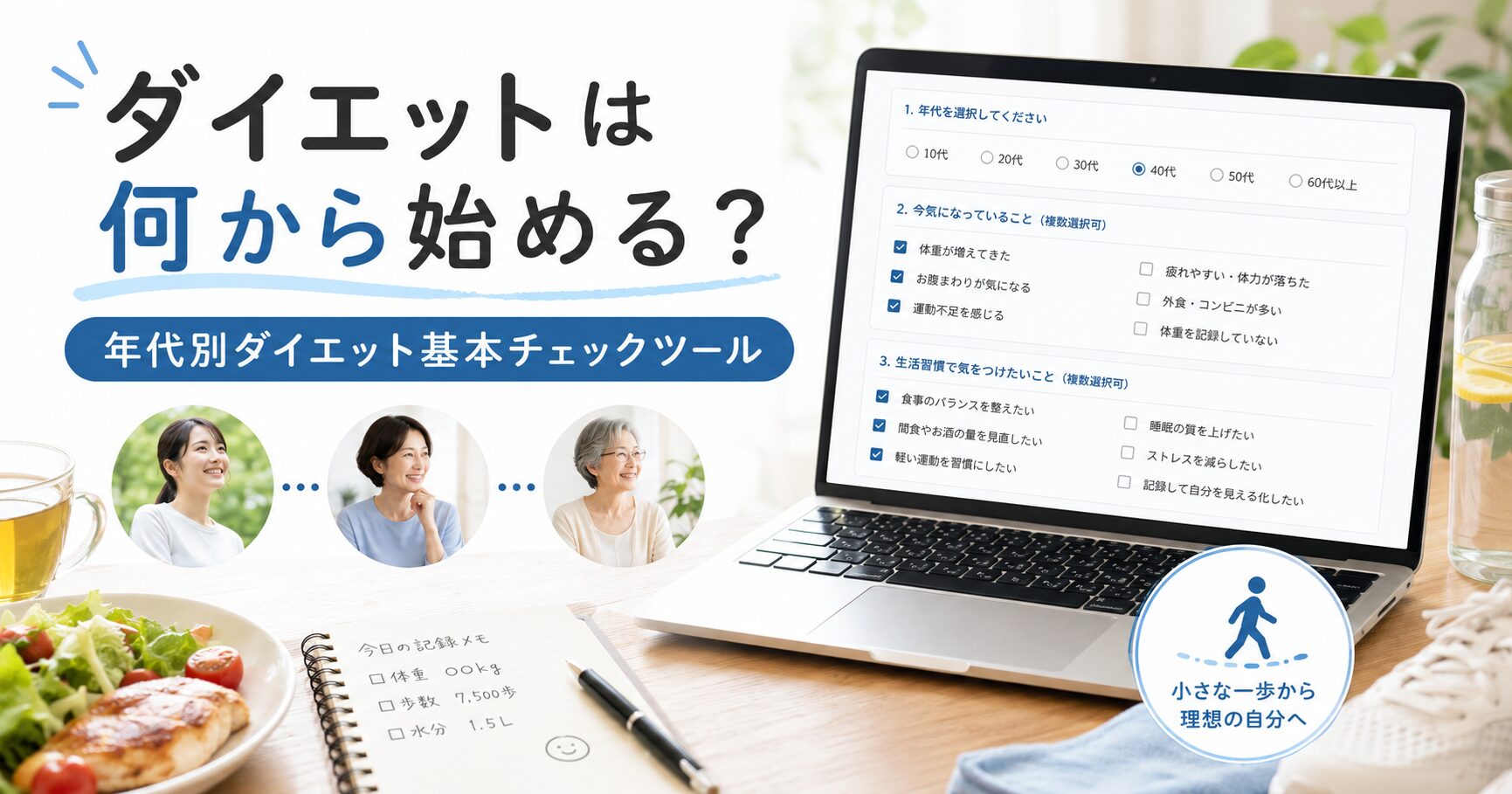 ダイエットは何から始める？年代別ダイエット基本チェックツール